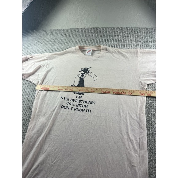 Vintage 80s Humor Graphic Shirt Buzzard 51% Sweetheart 49% B*tch Size XL USA - Picture 6 of 8